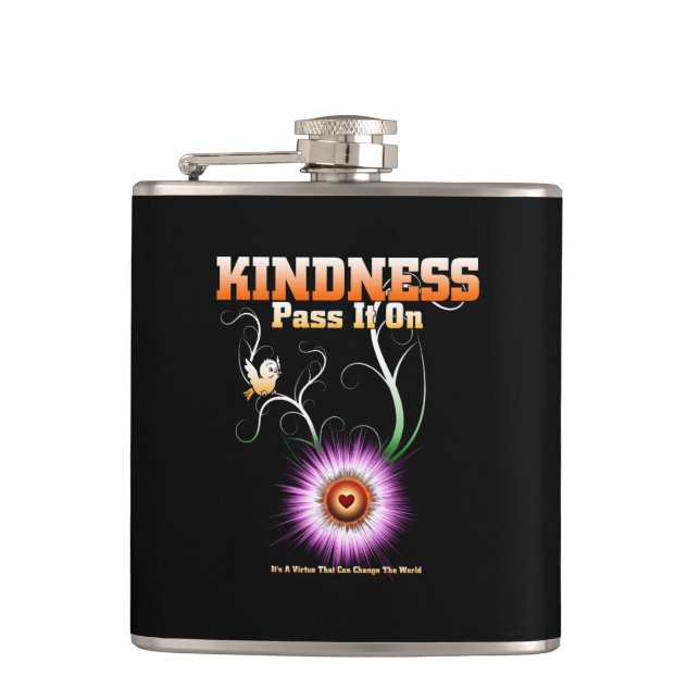 KINDNESS - Pass It On Vinyl Wrapped Flask (Front)