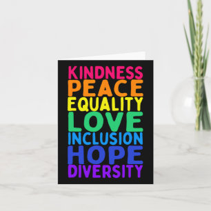 Kindness Peace Equality Inclusion Diversity Human Card