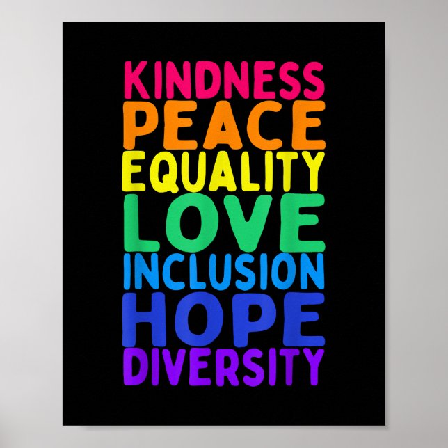 Kindness Peace Equality Inclusion Diversity Human  Poster (Front)