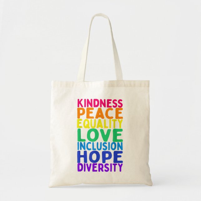 Kindness Peace Equality Inclusion Diversity Human  Tote Bag (Front)