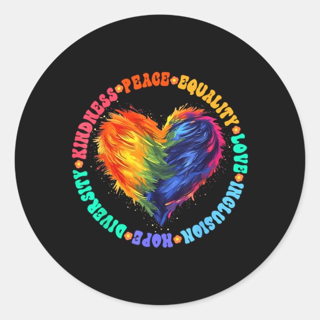 Kindness Peace Equality Love Hope Diversity Human Classic Round Sticker (Front)