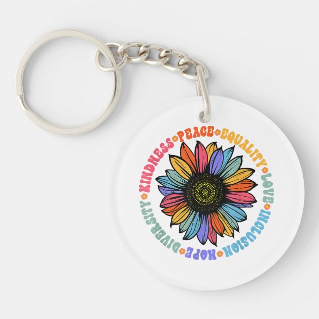 Kindness Peace Equality Love Hope Diversity Human  Key Ring (Front)