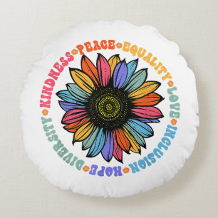 Kindness Peace Equality Love Hope Diversity Human Round Cushion