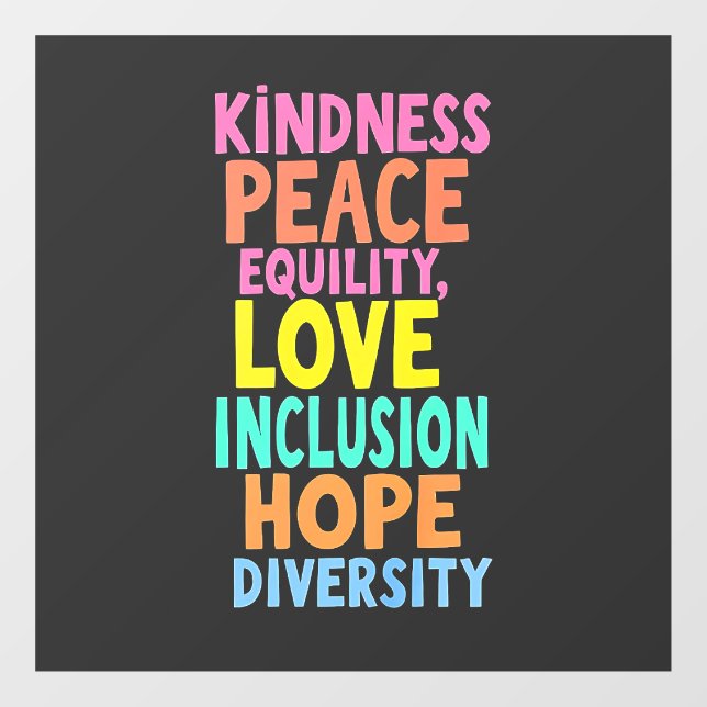 Kindness Peace Equality Love Inclusion Hope Divers (Sheet)