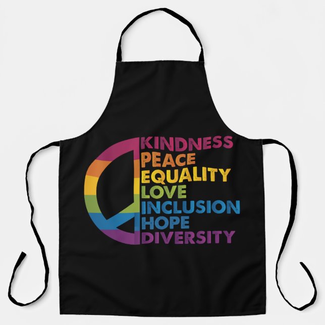 Kindness Peace Equality Love Inclusion Hope Divers Apron (Front)