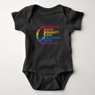Kindness Peace Equality Love Inclusion Hope Divers Baby Bodysuit