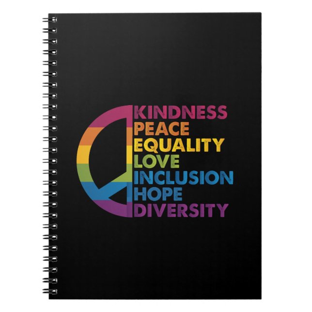 Kindness Peace Equality Love Inclusion Hope Divers Notebook (Front)