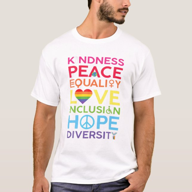 Kindness Peace Equality Love Inclusion Hope Divers T-Shirt (Front)
