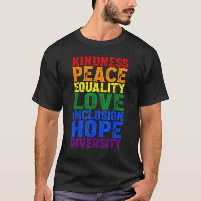 Kindness Peace Equality Love Inclusion Hope Divers T-Shirt (Front)