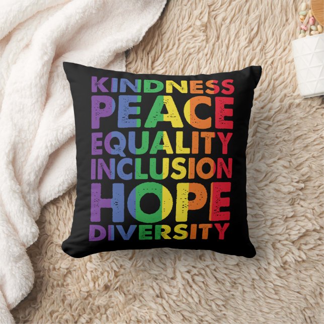 Kindness Peace Equality Love Inclusion Hope LGBT Cushion (Blanket)