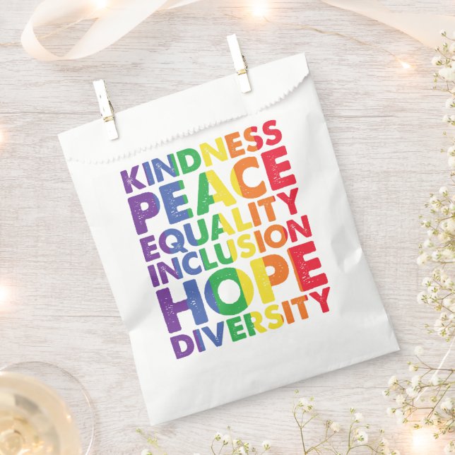 Kindness Peace Equality Love Inclusion Hope LGBT Favour Bag (Clipped)