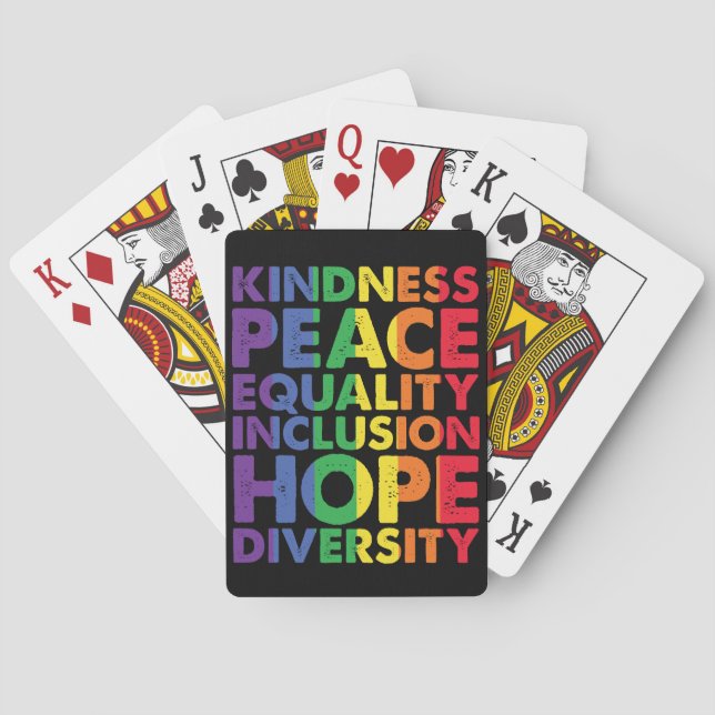 Kindness Peace Equality Love Inclusion Hope LGBT Playing Cards (Back)