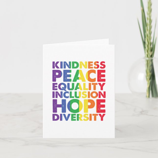 Kindness Peace Equality Love Inclusion Hope LGBT Thank You Card (Front)