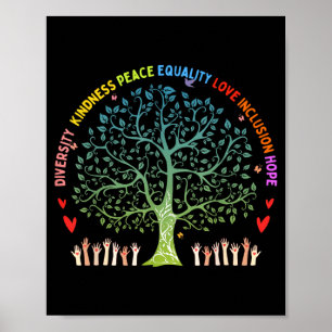Kindness Peace Equality Love Inclusion Hope Poster