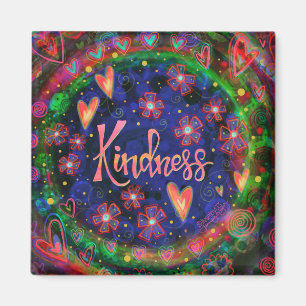 Kindness Pretty Hearts Colorful Floral Inspirivity Magnet