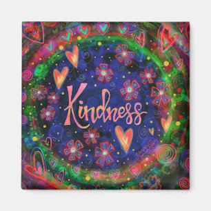 Kindness Pretty Hearts Colourful Floral Inspirivit Magnet