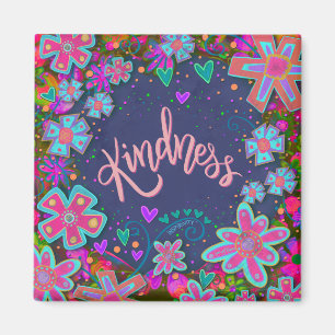 Kindness Pretty Hearts Colourful Floral Inspirivit Magnet