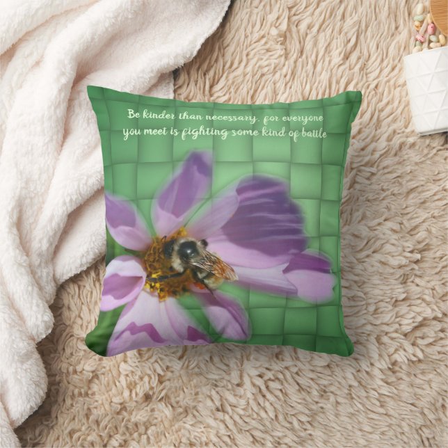 Kindness Quote Bee On Flower Inspirational  Cushion (Blanket)