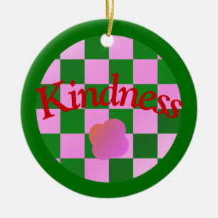 Kindness Quote in Classic Green Typography Ceramic Ornament