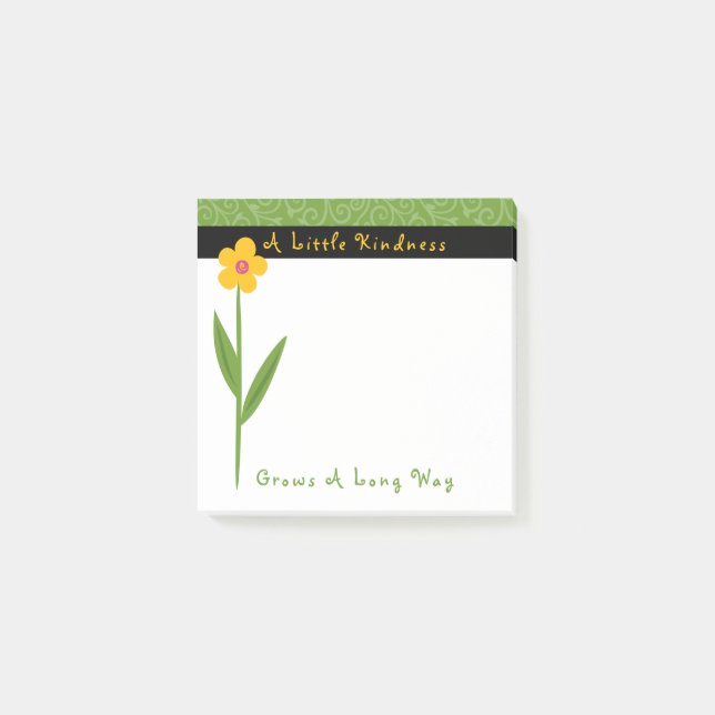 Kindness Quote Yellow Floral Inspirational 3 X 3 Post-it Notes (Front)