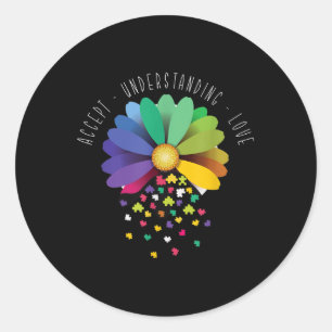 Kindness Ribbon Heart Autism Awareness _4 Classic Round Sticker