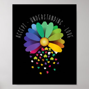 Kindness Ribbon Heart Autism Awareness _4 Poster