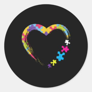 Kindness Ribbon Heart Autism Awareness  Classic Round Sticker