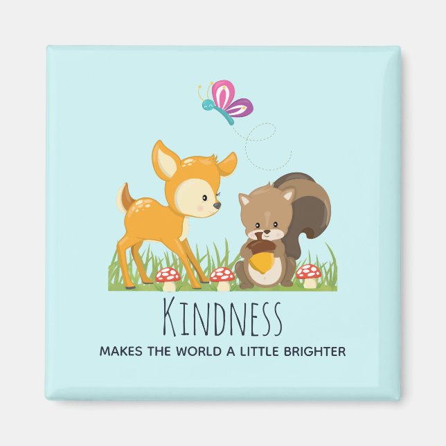 Kindness Saying with Cute Woodland Creatures Magnet (Front)