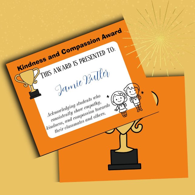 Kindness School class award certificate pupil (Kindness award)