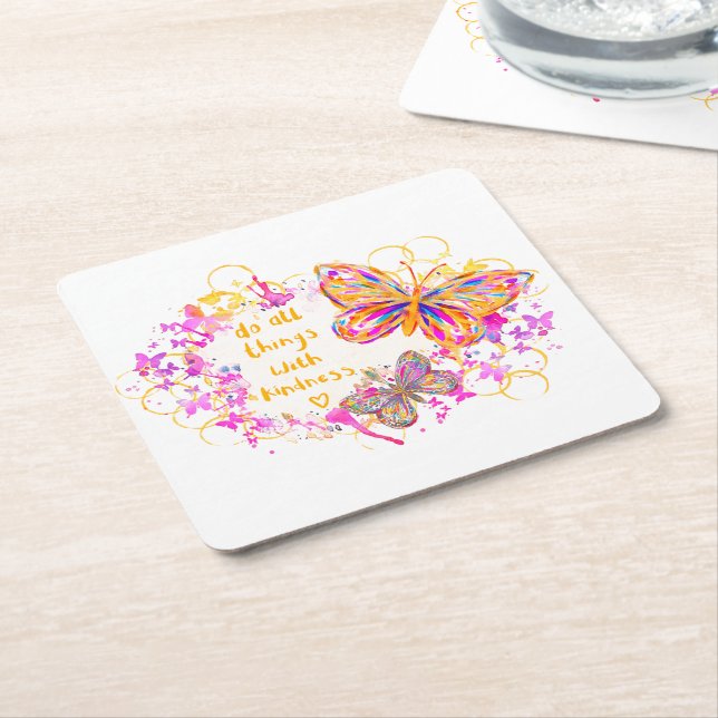 Kindness  square paper coaster (Angled)