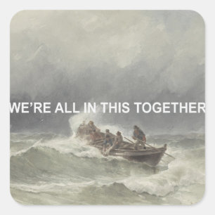 Kindness Text Quote + Vintage Seascape Watercolor Square Sticker