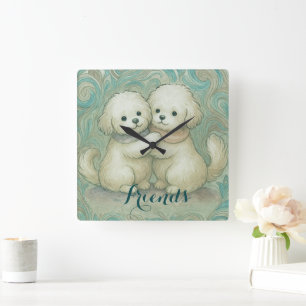Kindred Paws  Square Wall Clock