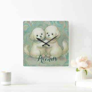 Kindred Paws Square Wall Clock