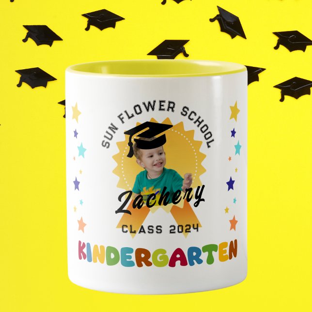 Kindy Graduation Bedge photo custom  Two-Tone Coffee Mug (Creator Uploaded)