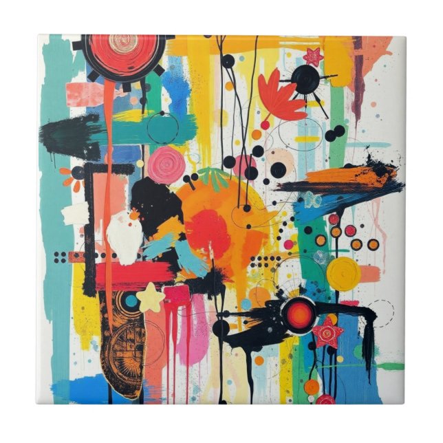 Kinetic Colour Burst Ceramic Tile (Front)