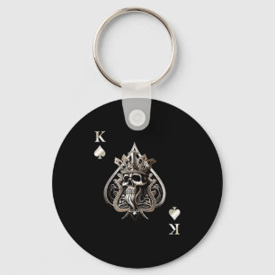 King & Queen Skull Cards Matching Couple (2_2) Key Ring