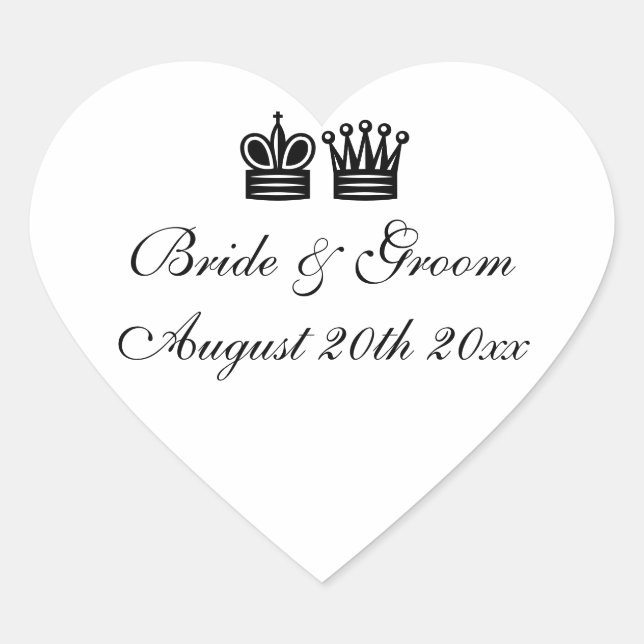 King and Queen chess theme wedding stickers (Front)