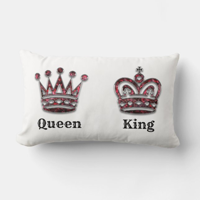 King and Queen Crowns His and Hers Personalised Lumbar Cushion (Front)