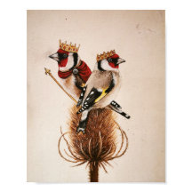 King and Queen Goldfinches - fantasy bird art