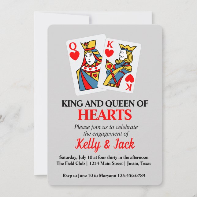 King and Queen of Hearts Engagement Party Invitation (Front)