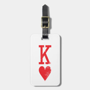 King and Queen of Hearts Playing Cards Couples Luggage Tag