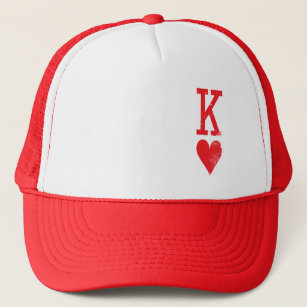King and Queen of Hearts Playing Cards Couples Trucker Hat