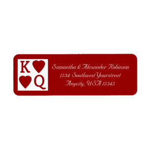 King and Queen Playing Card Vegas Address Label Return Address Label
