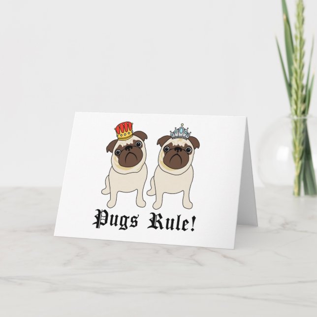 King and Queen Pug Cards (blank) (Front)