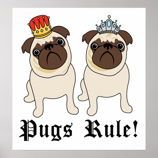 King and Queen Pug Posters and Prints (Front)