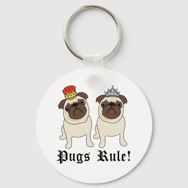King and Queen Pugs Rule Keychains (Front)