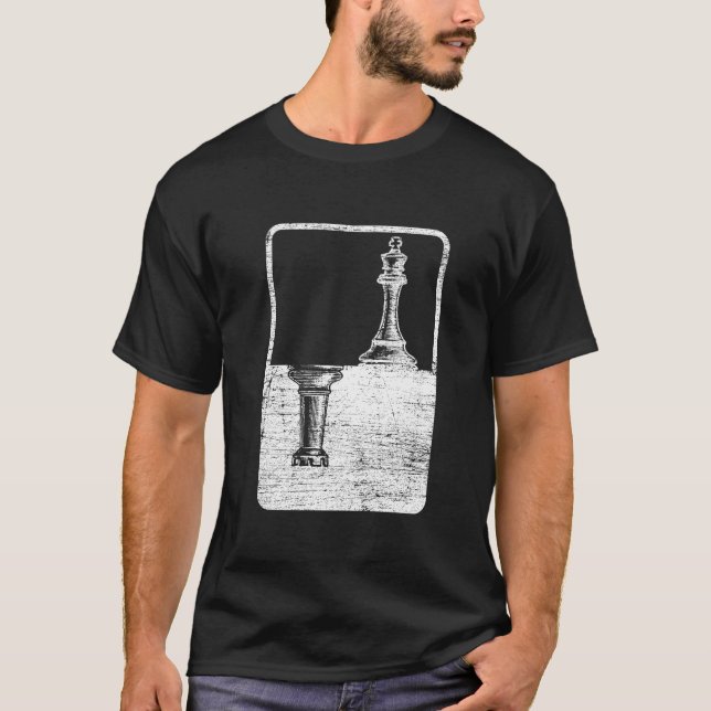 King and tower Black and White Chess T-Shirt (Front)