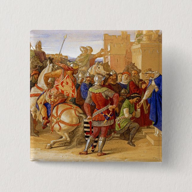King Arthur and Knights of the Round Table 15 Cm Square Badge (Front)