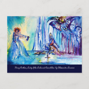 KING ARTHUR, LADY OF THE LAKE AND EXCALIBUR POSTCARD