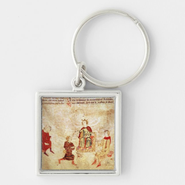 King Arthur on his Throne Surrounded Key Ring (Front)